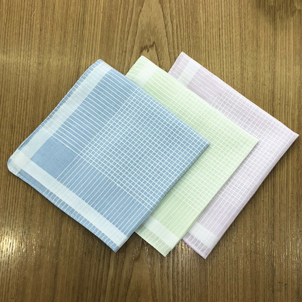 24Pcs Pure Cotton Plaid Handkerchiefs Unisex Pocket Wedding Party Hankie Lot