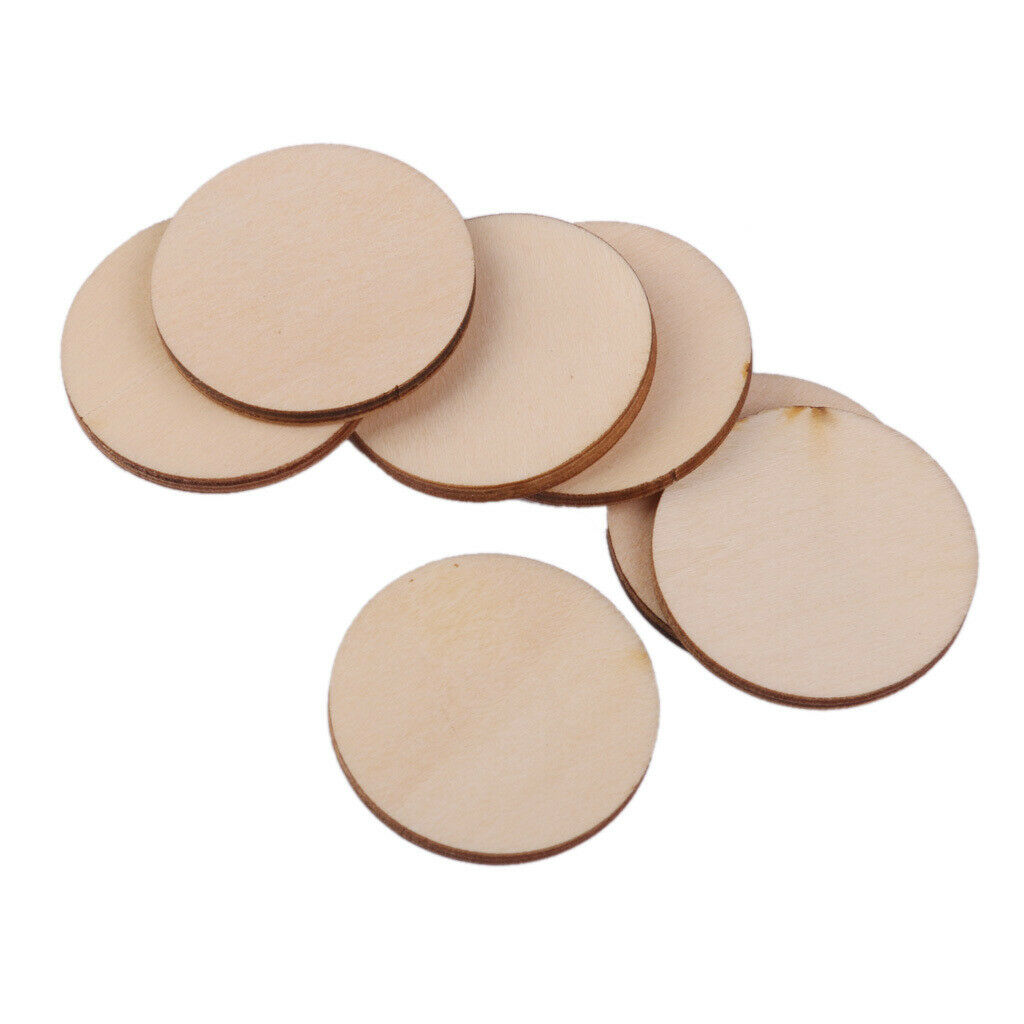 50x Natural Wooden Slice Unpainted Wood Shapes Thicken DIY Pendants 3cm