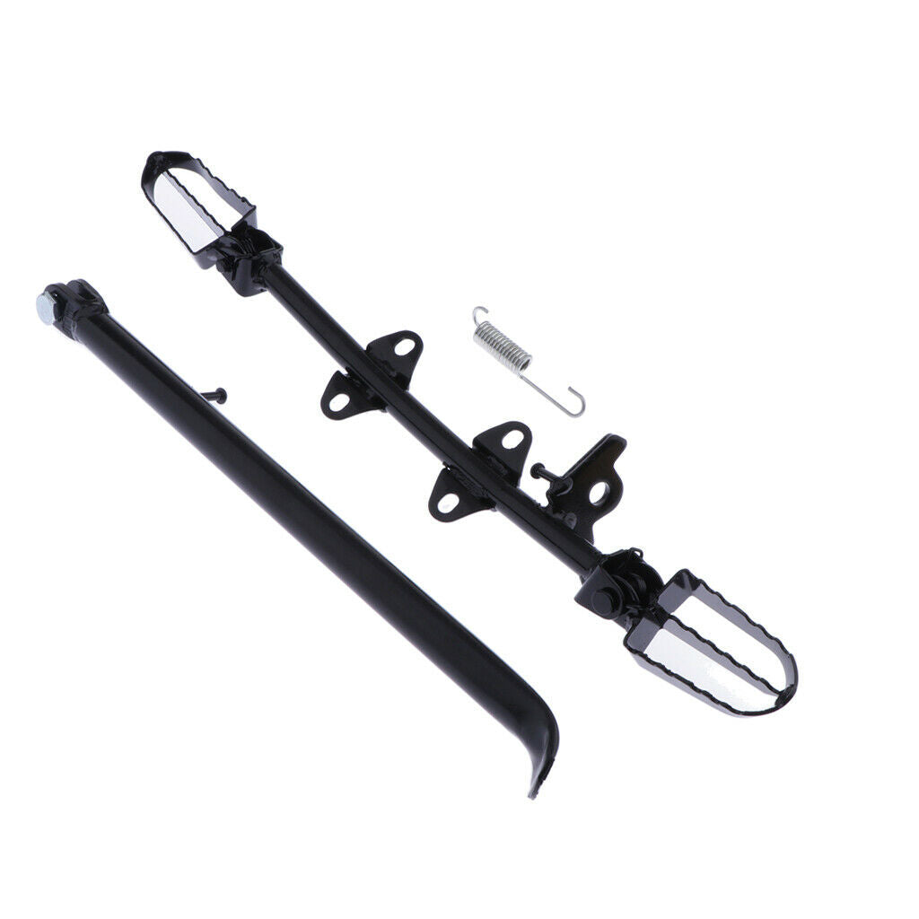 Aluminum CNC Motorcycle Foot Pegs + Kickstand for 110 120 125cc Moped ATV