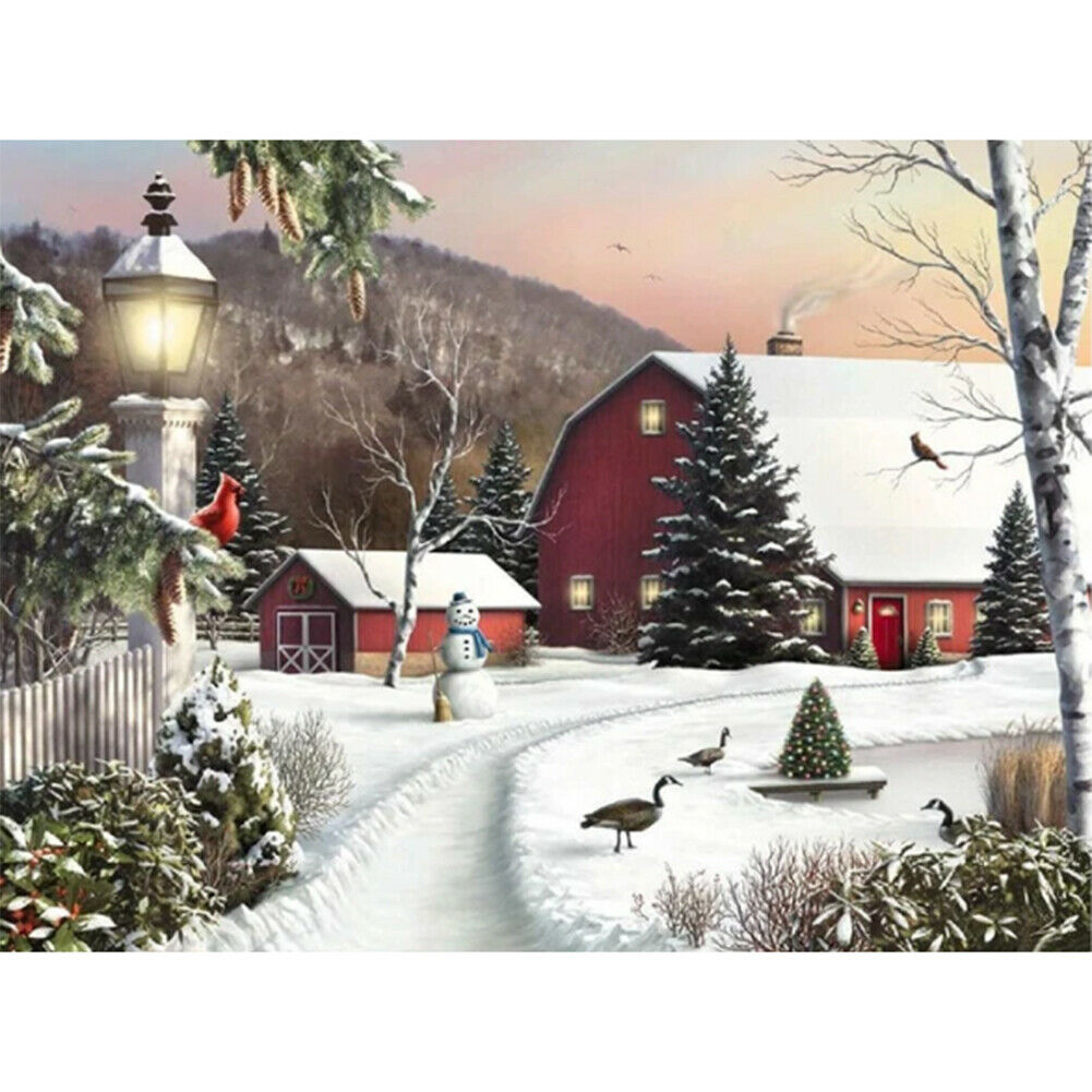 Snow 5D Full Square Drill Diamond Painting DIY Picture for Christmas Decor @