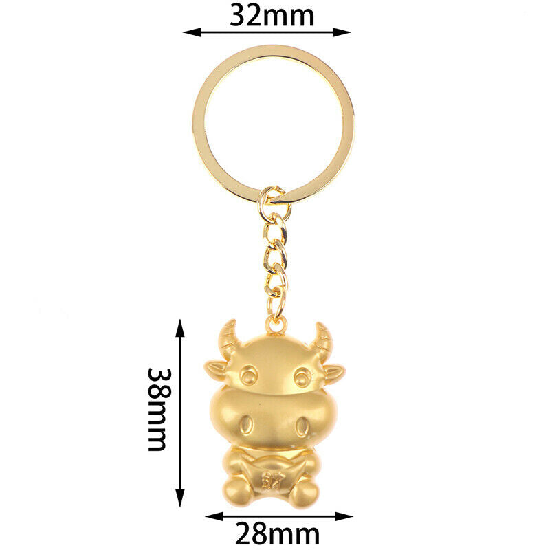 1PC Chinese Zodiac Ox Year Key Ring Pendant Lucky Bull Keychain Gift Souv.l8