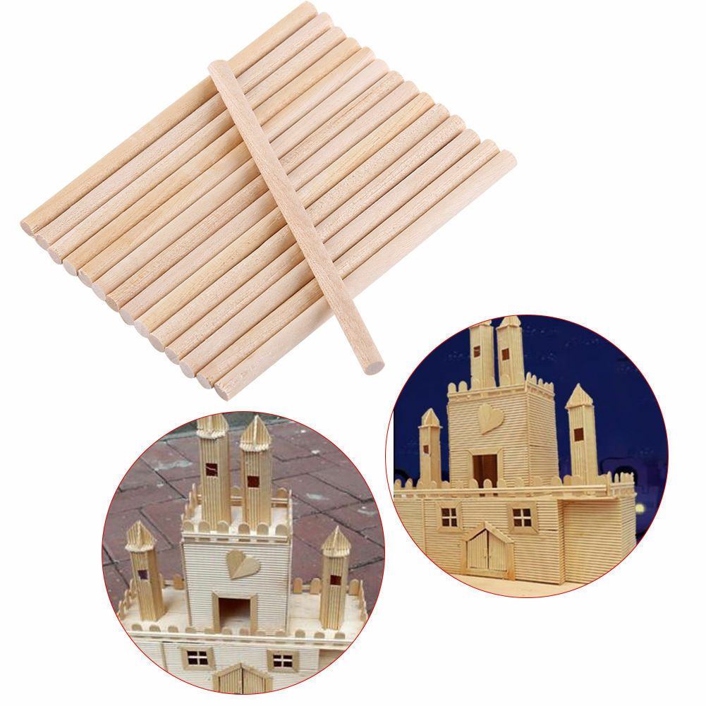Round Wooden Lollipop Lolly Sticks Cake Dowel for DIY Food Craft 100pcs 150mm