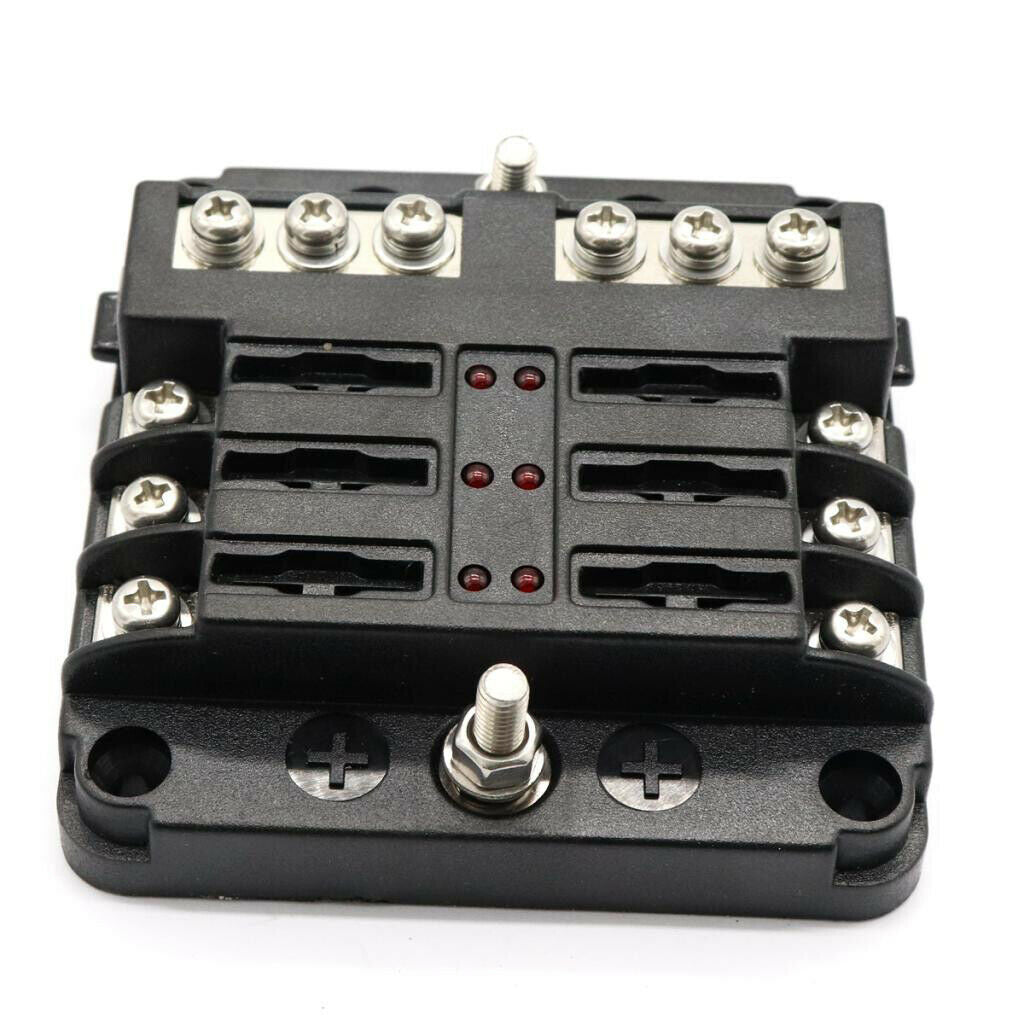 6-Way Fuse Block Box Holder with LED Lights 32V Circuit Car Boat Yacht