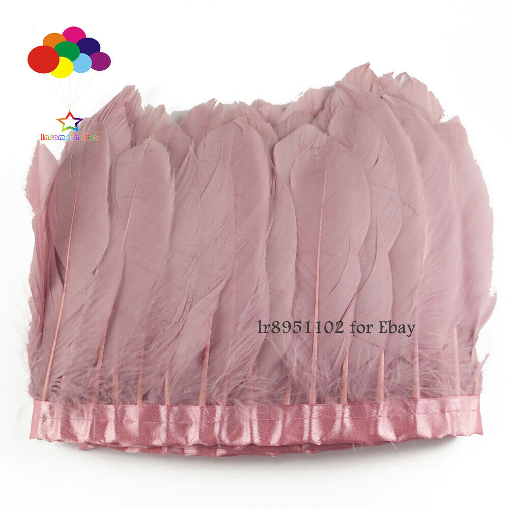 2 Meter/lot stained Pale Pink goose feathers ribbon 15-18 cm duck feather dance