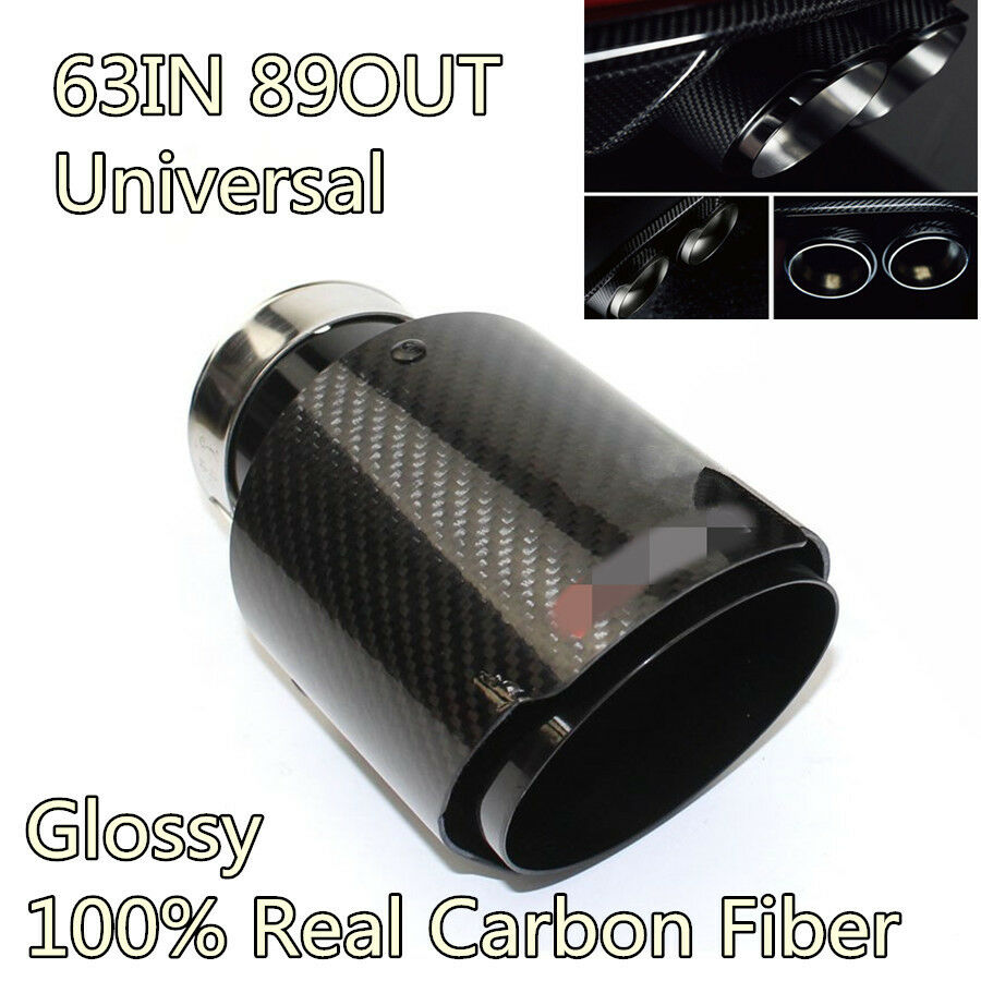 Universal Carbon Fiber Exhaust Tip 63MM IN-89MM OUT Universal Muffler Tip