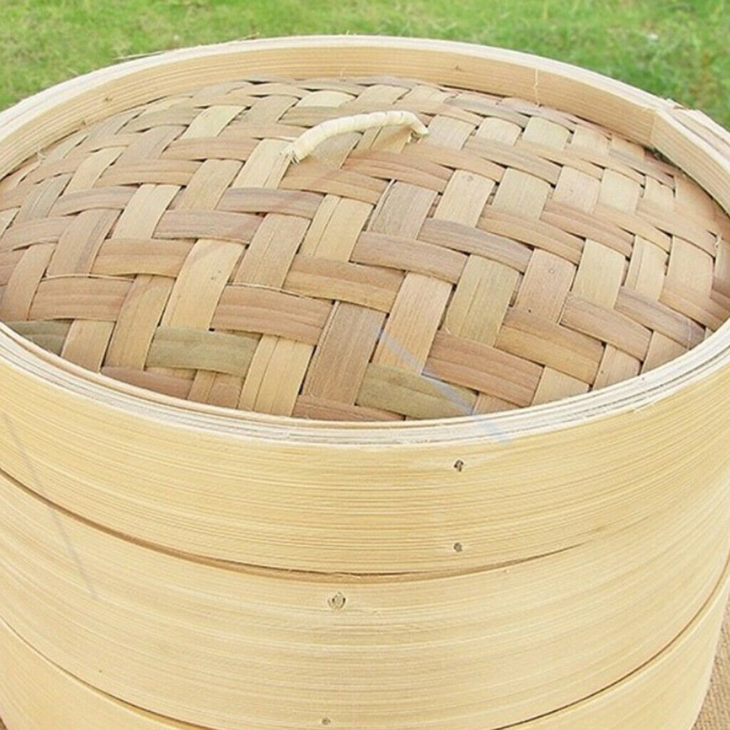 2X Asian Bamboo Steamer Lid Kitchen Dumpling Buns Fish Steamer Lid 11.8inch