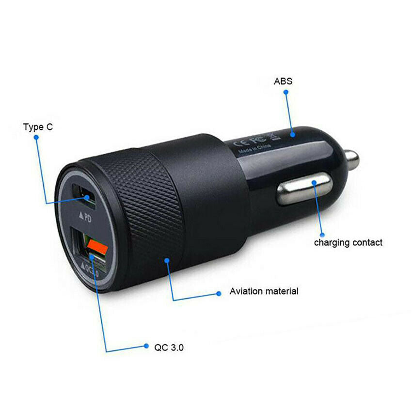 Fast Car Charger Adapter USB QC3.0 PD Type-C Quick Charging  For iPhone12