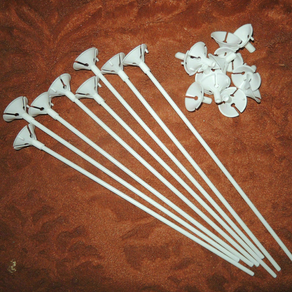 50pcs Balloon Sticks Plastic White Balloon Holder with Cups for Wedding Party