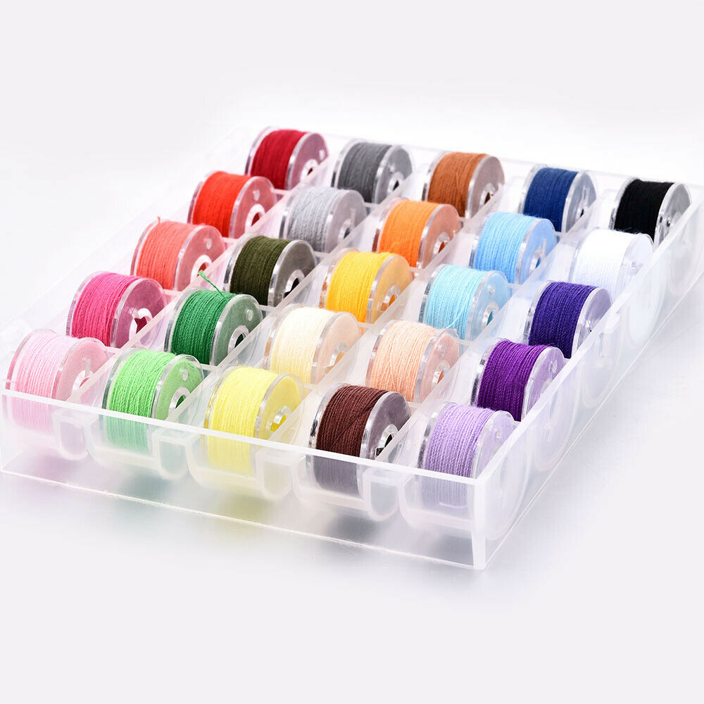 25Pcs Sewing Thread Set with Plastic Bobbins Sewing Machine Spools Case US !!