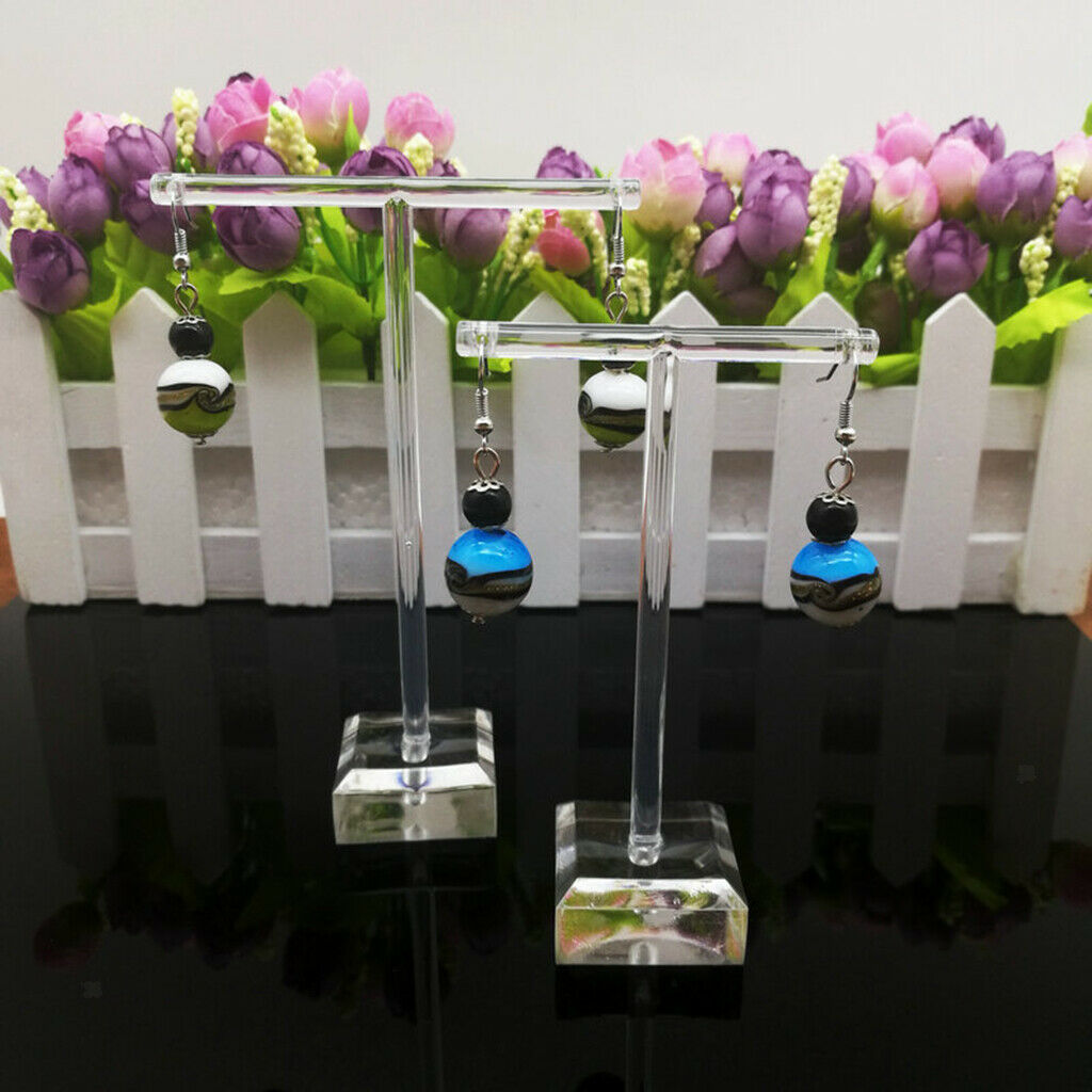 12Pcs Earrings Shelf Display Rack Acrylic Showcase Jewelry T Shape Stand Holder