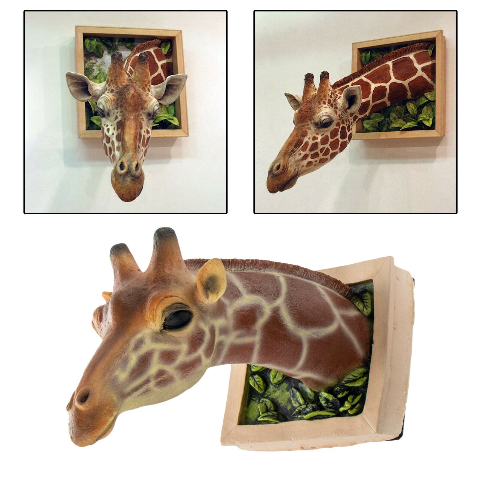 Giraffe Head Wall Mounted Statue Home Garden Bedroom Background Decoration