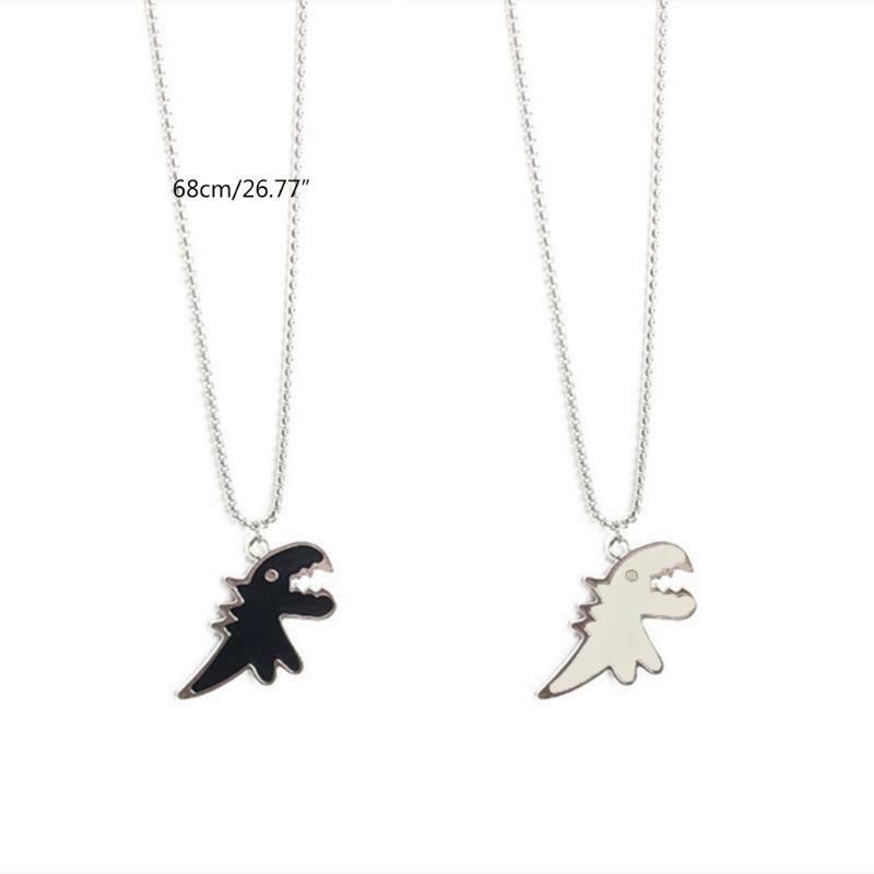 2 Pcs/Set Cute Pendant Gift Dinosaur Necklace For Women Men Couples Matching