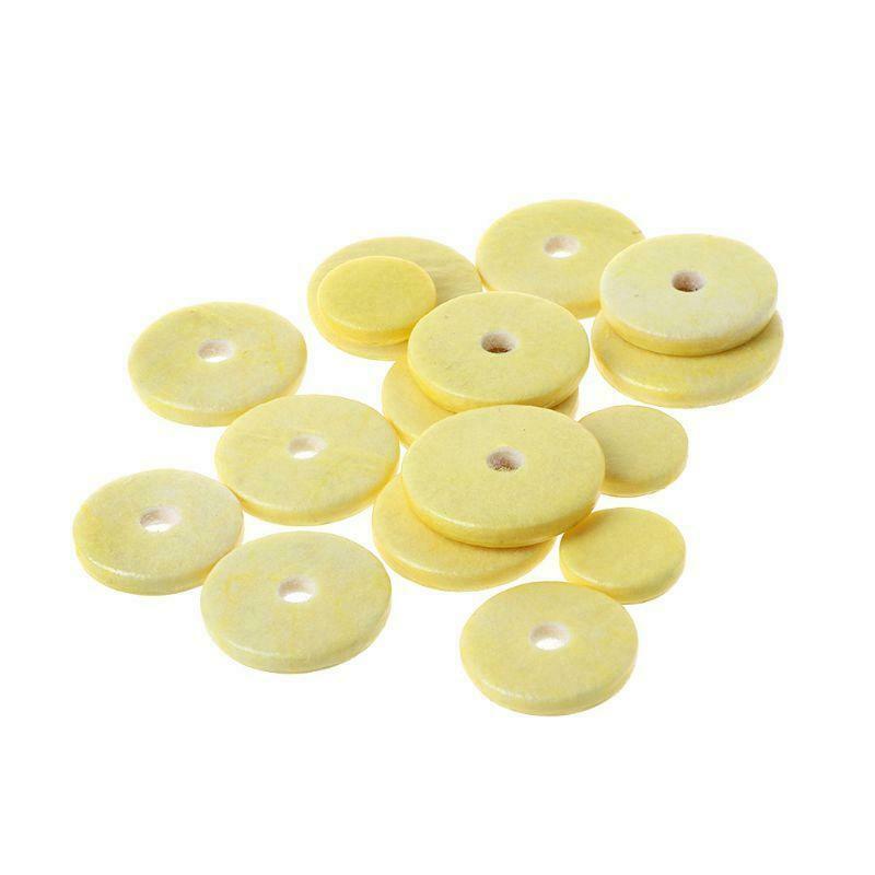 16pcs Flute Leather Pad Music Woodwind Pads Repair Yellow Instrument Accessory