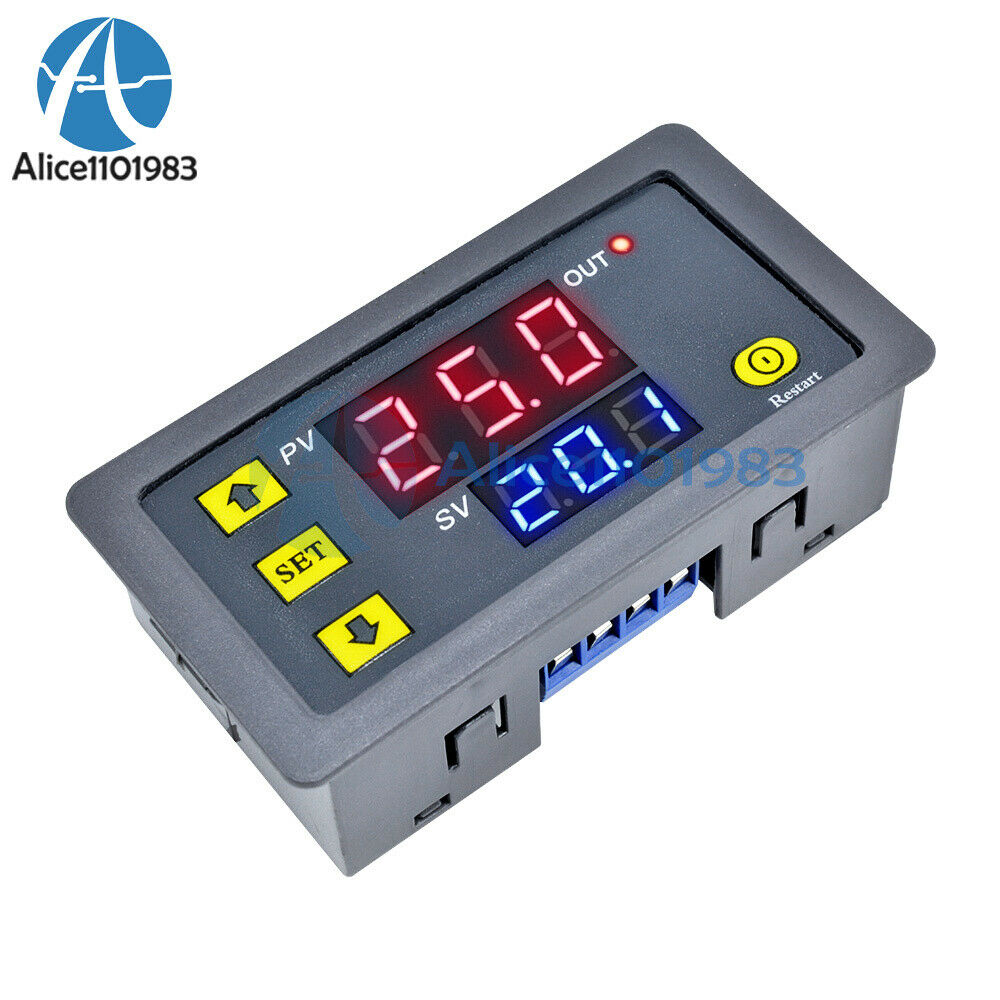 12V Thermostat Cycle Timer Delay Dual Display Relay Module 0-999 hours