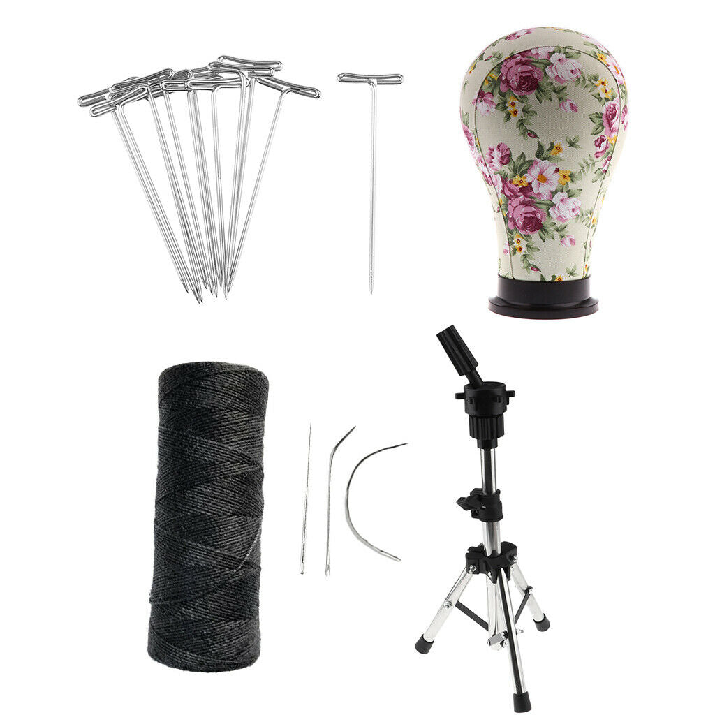 23'' Cork Head Canvas Block T Pins Holder Sewing Thread for Wig Making