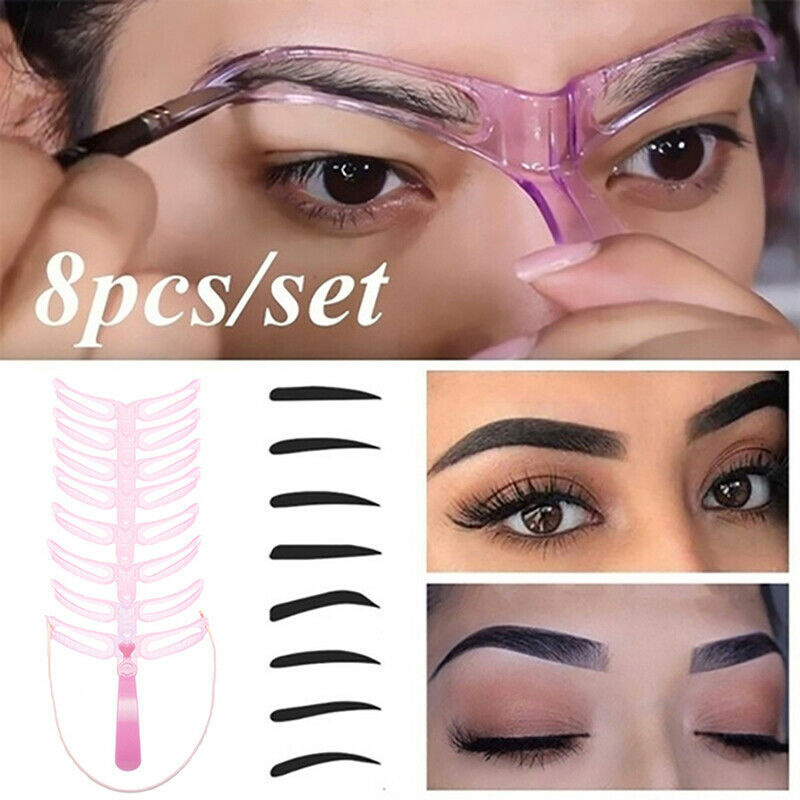 8 in1 Eyebrow Mold Eyebrow Stencils Reusable Design Eyebrow Grooming C KPMRAUDF