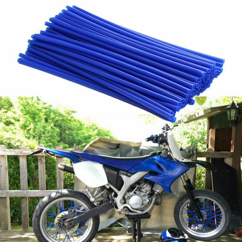 36 Pieces Universal Motocross Wheel Rim Spoke Wraps Skins Cover Blue