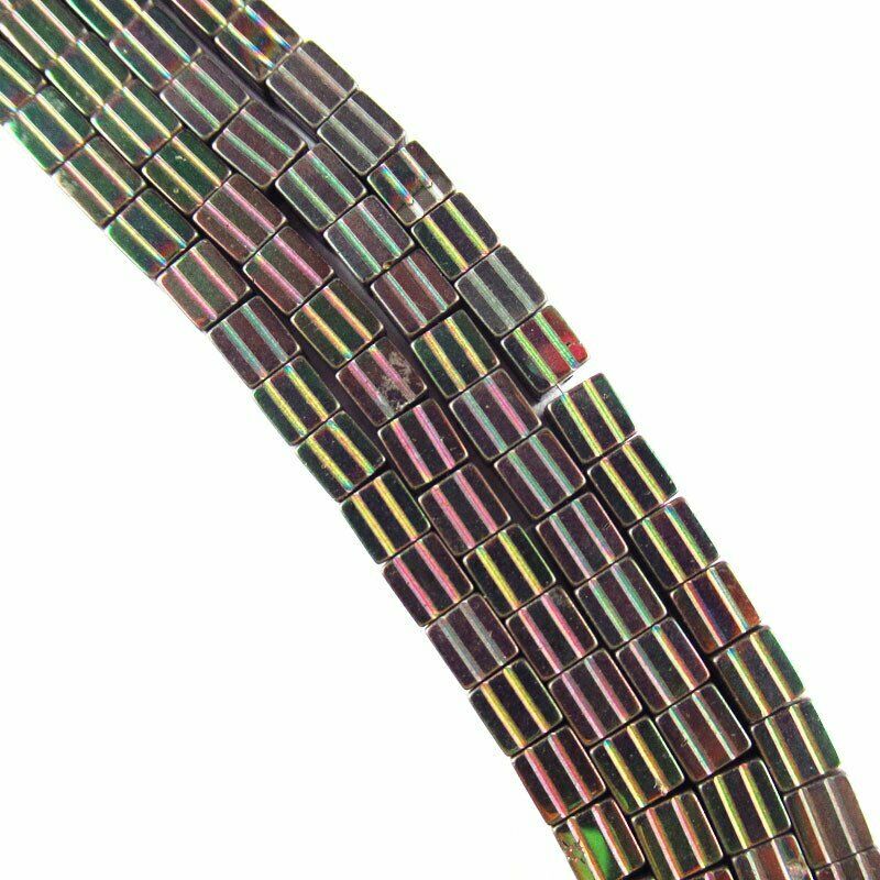 Black Rainbow Hematite Carved Cube Pendant Loose Bead 15.5 " 4x4x4mm A-378TS