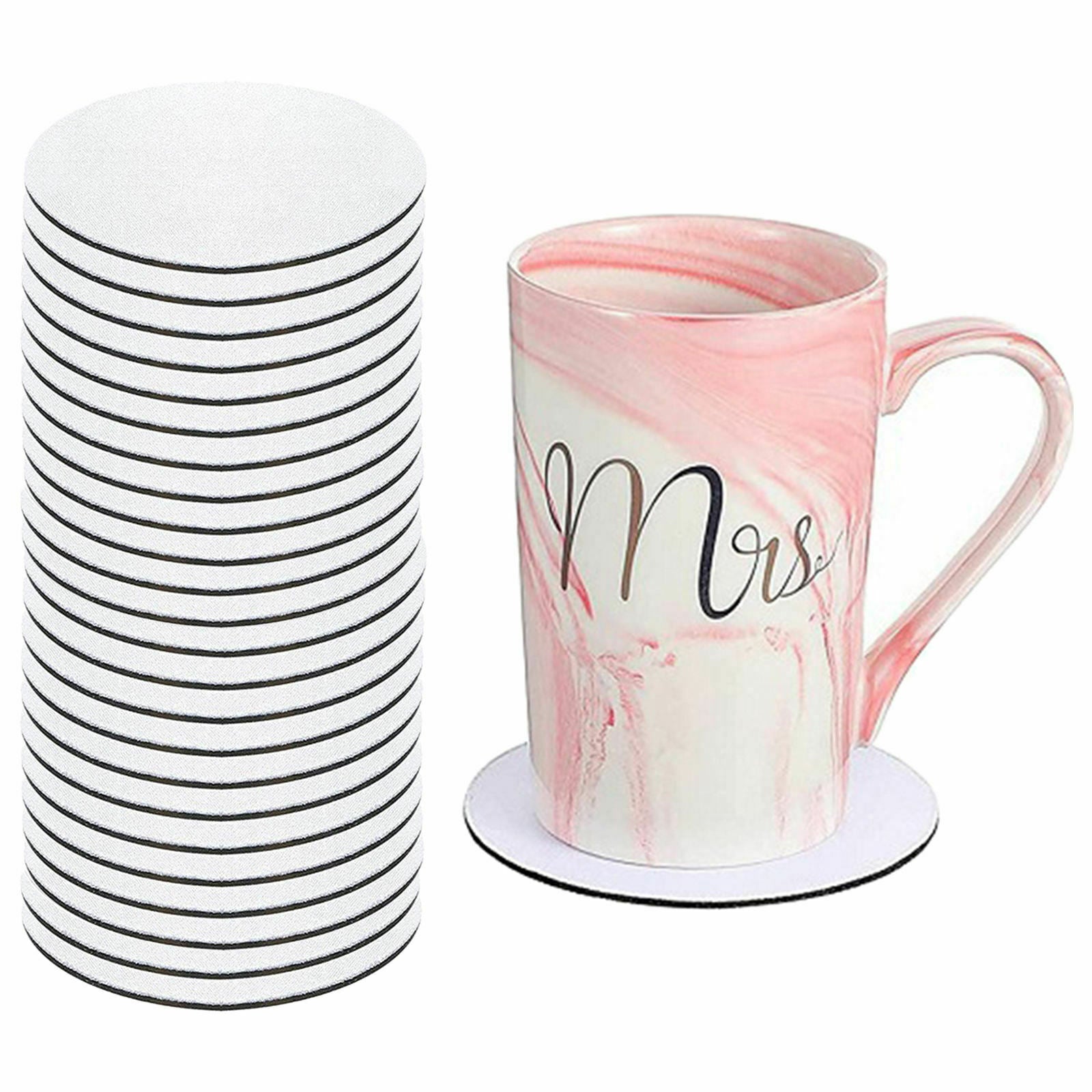 24 Pcs Portable Car Coaster White Round Home Coffee Cup Coaster for Family