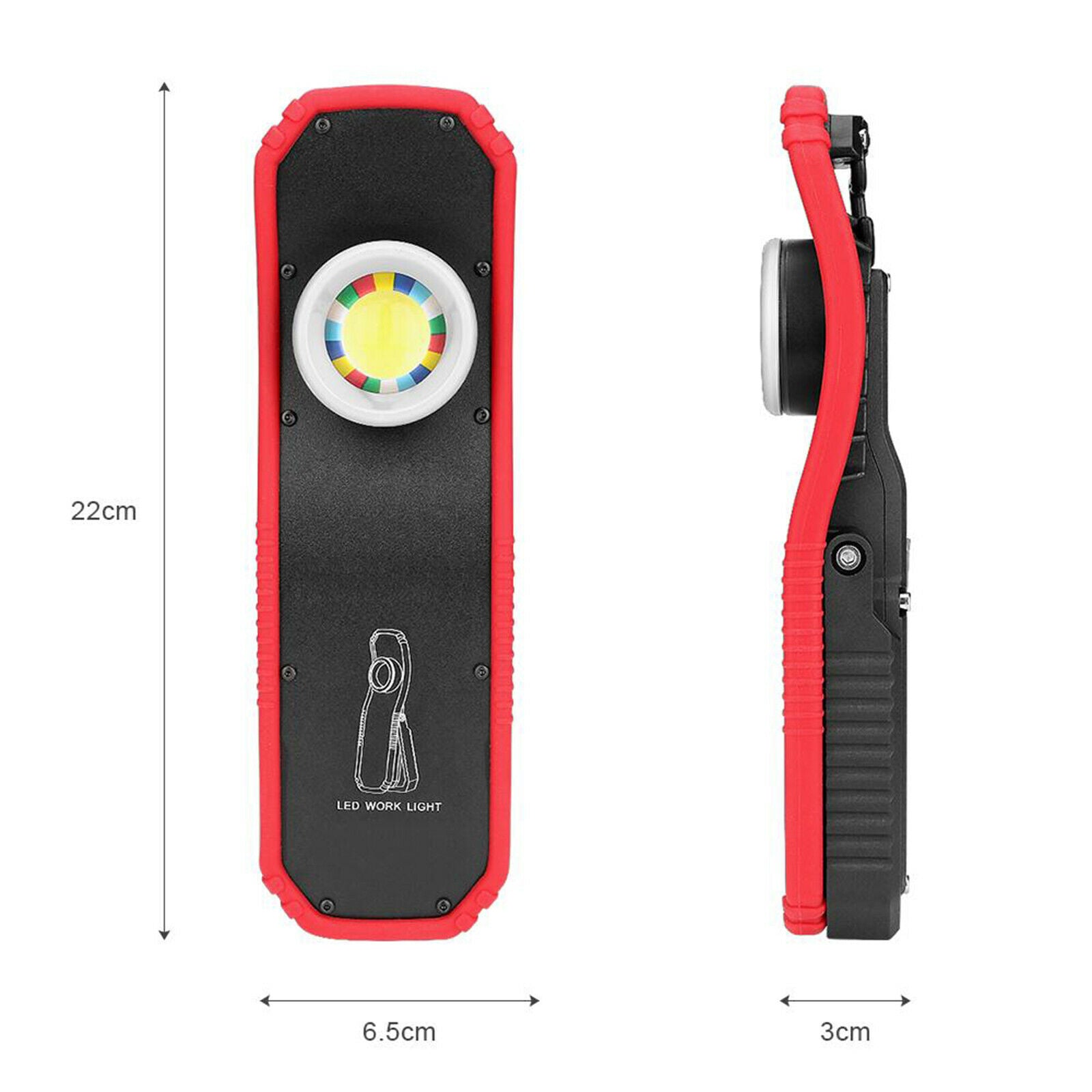 LED COB Torch Rechargeable Magnetic Camping Hanging Hook Lamp Lighting