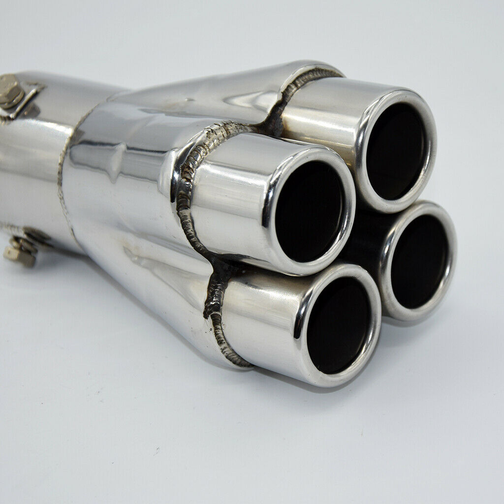 Stainless Steel Car SUV 57mm Exhaust Pipe Tail Muffler Silencer 4 Tips 155mm New