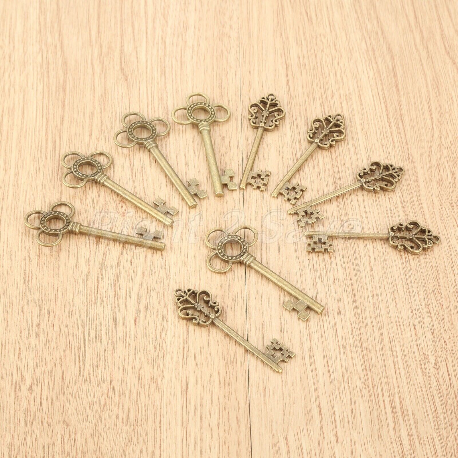 10pcs 2 Style Skeleton Key Charms Pendants Gift Jewelry Findings Wedding Favors