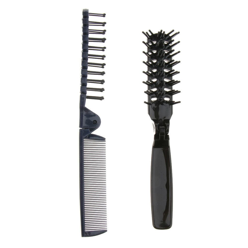 2 PCS Double Head Detangling Comb Brush Folding Pocket Hairdresser Combs Kit