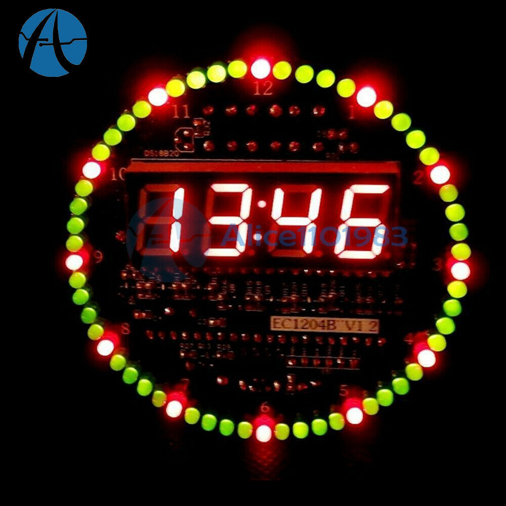 Assembled DS1302 Rotating LED Electronic Digital Clock 51 SCM Learning Board 5V