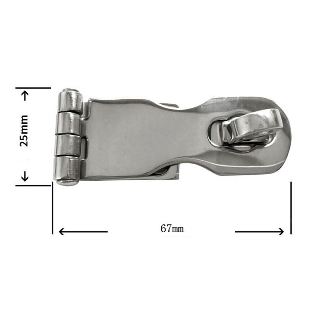 316 Stainless Steel Anti-Theft Folding Hasp Door Latch Sliding Padlock 63mm