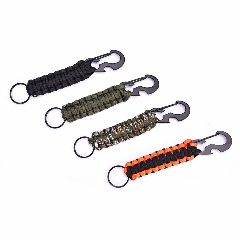 Outdoor Keychain Ring Camping Carabiner Paracord Cord Rope Camping Open.l8
