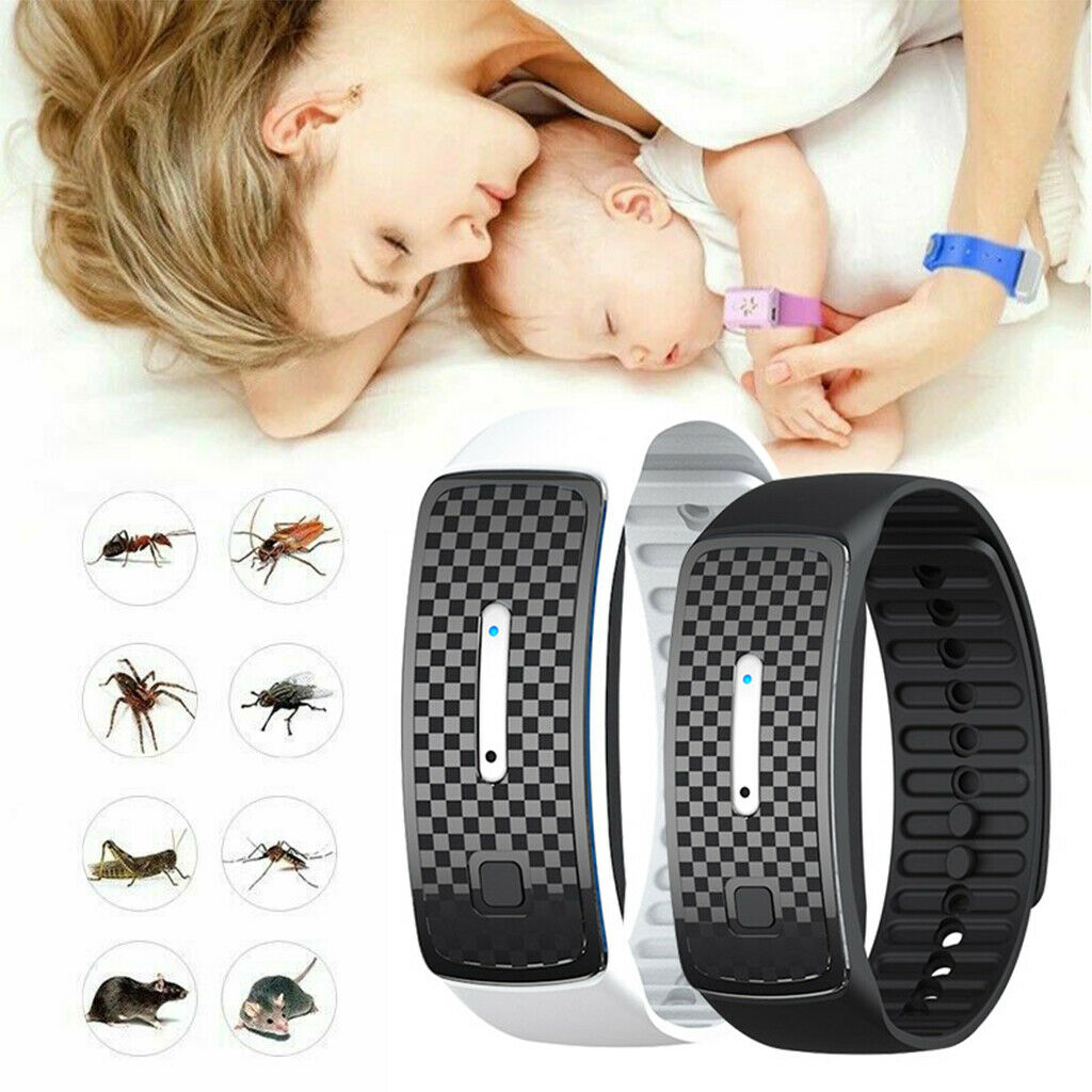 2 Pack Ultrasonic Mosquito Repeller Bracelet Waterproof for Adults/Children