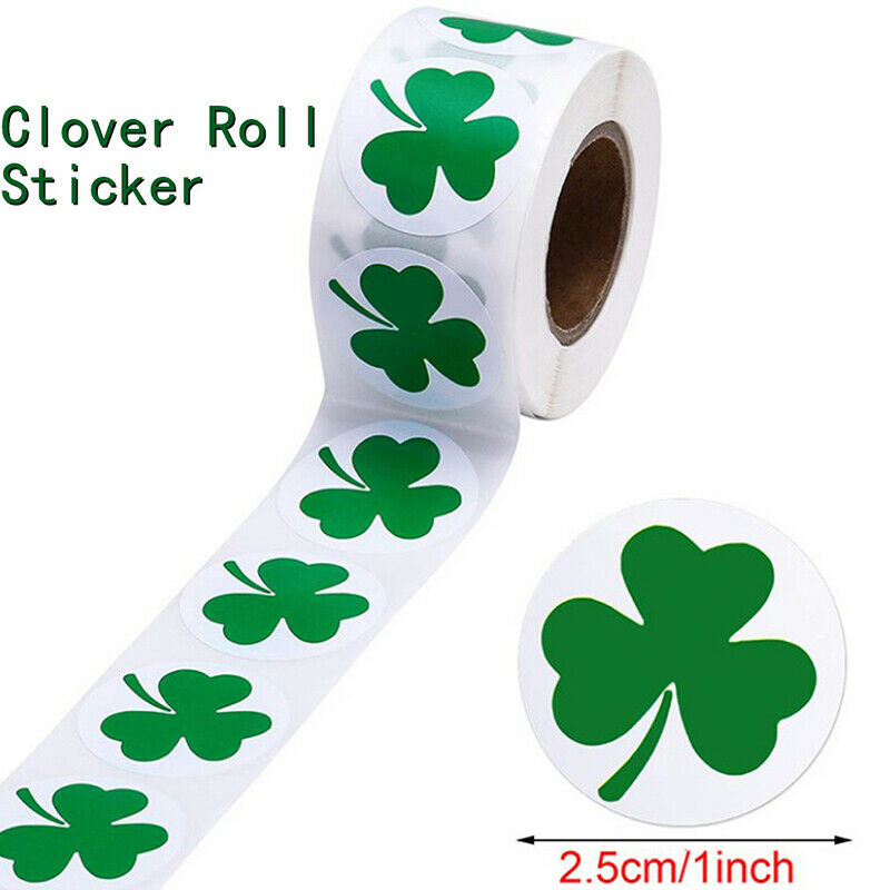 500pc Shamrock Stickers Clover Roll Stickers 1Inch Tags Adhesive Label  F.l8
