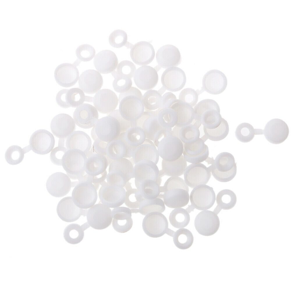 Pack Of 100 Polypropylene Hinged Screw Cover Caps Washers Flip Top