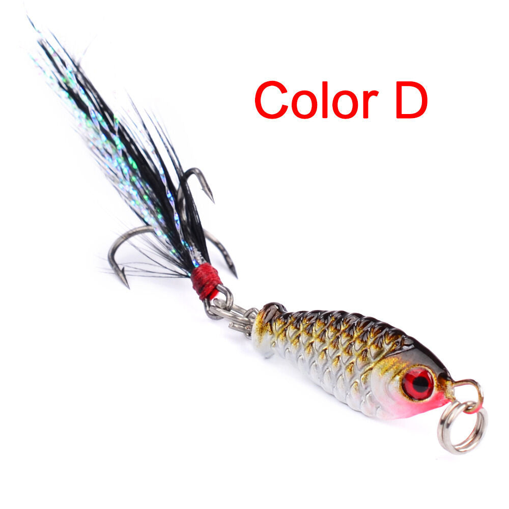 4pcs Fishing Lures Lot Hard Metal Small Minnow Lure Bass Crank Bait Hooks Tackle