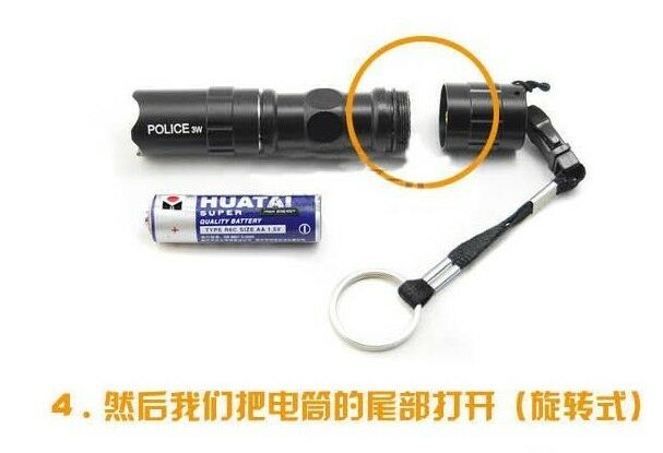 Black Color 3W 1AA Mini Flashlight Small Outdoor Flashlight Police LED
