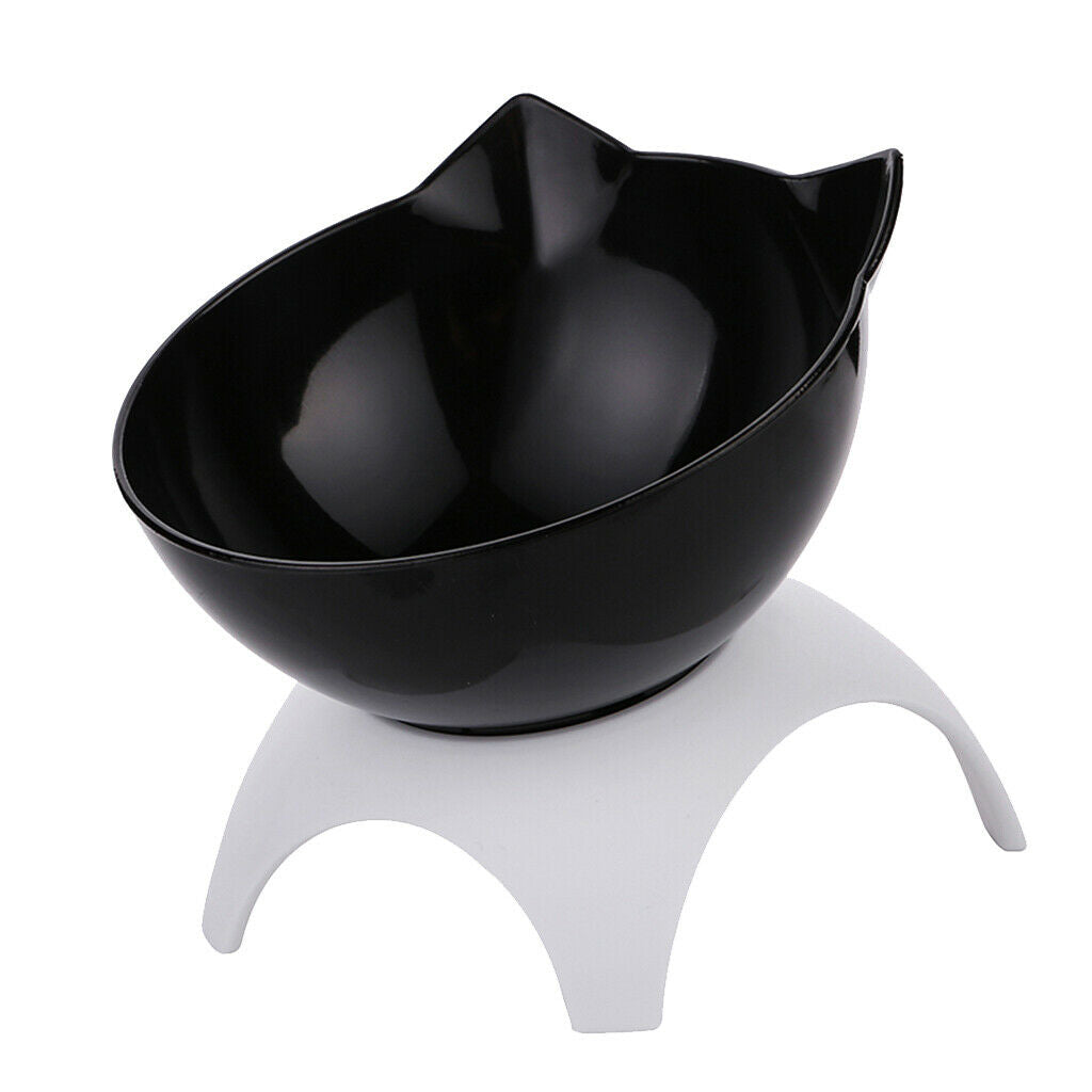 Raised Single Cat Bowls Pet Food Water Feeder with Stand For Cat Dogs Black