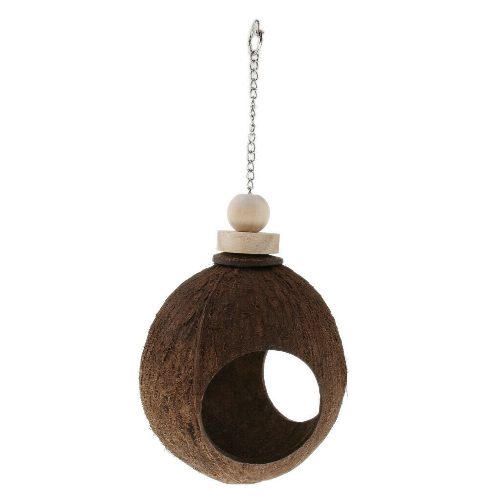 Coconut Shell Bird Nesting House Cage With Hanging Lanyard For Small Pet
