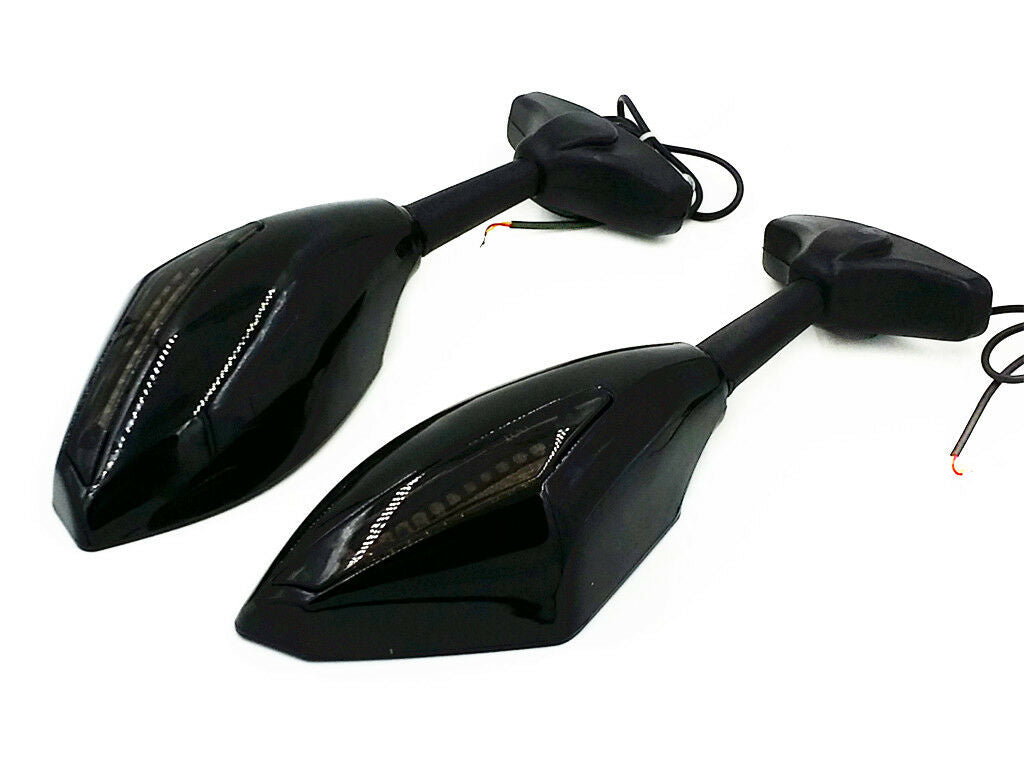Gloss Black Motorbike Turn Signal Side Mirrors Street Sport Racing Bike Custom