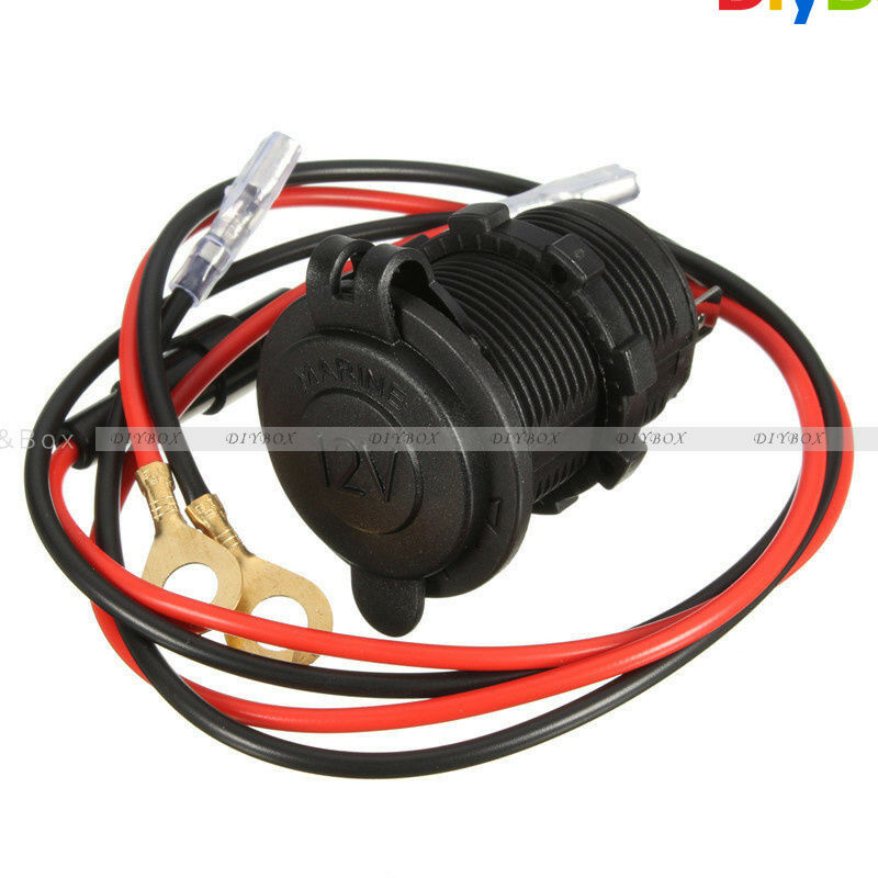 12-24V Motorcar Lighter Duct Power Supply Jack Waterproof Cover Plug 60cm Cable