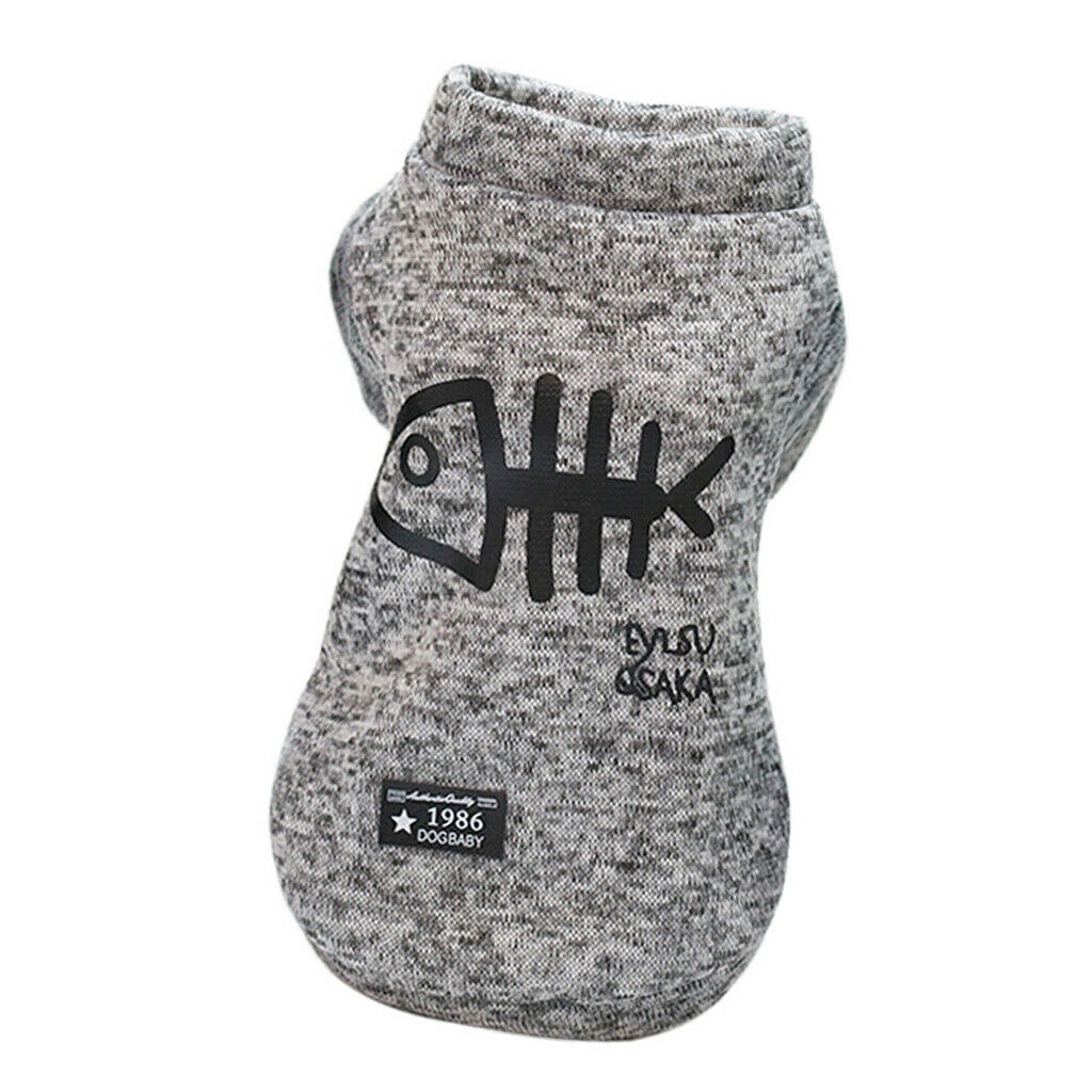 Pet Dog Cat Puppy Winter Sweater with Button Casual Clothes Gray S