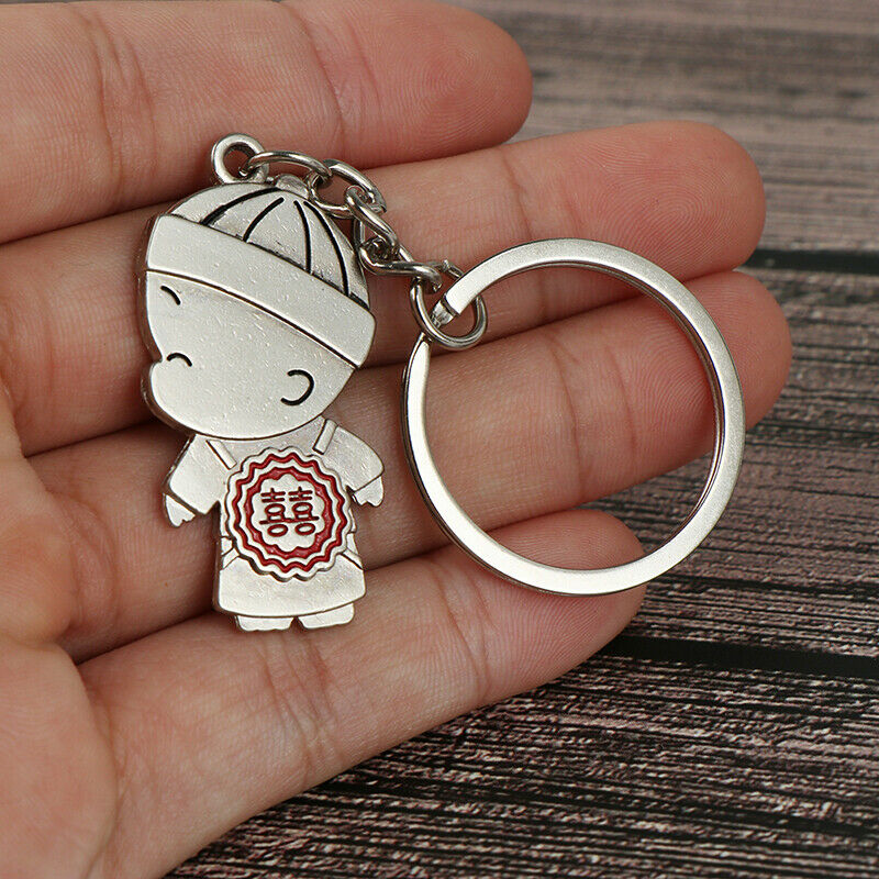 1Pair Boy and Girl Bride Groom Keychain Couple Lover Keyring Gift_DD