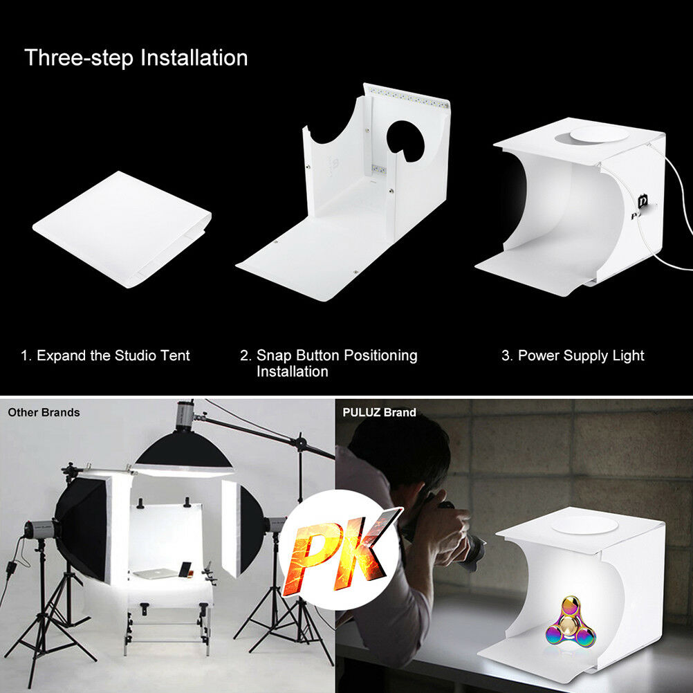 Double LED Light Room Photo Studio Photography Lighting Tent Backdrop Cube BATA