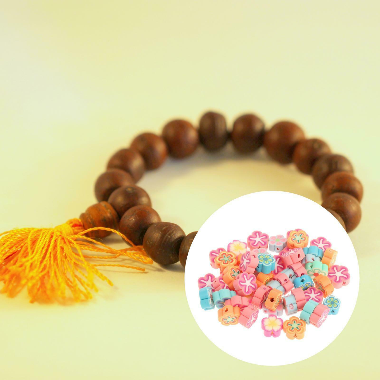 50 Pieces Soft Pottery Beads Charms for Jewelry Making Necklace Plum Bossom