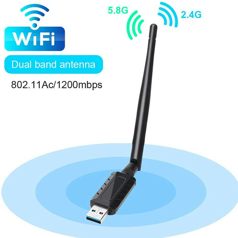 1200Mbps Dual Band Wi-Fi Adapter with 5DBi High Gain Antenna, USB 3.0 WirelessP6