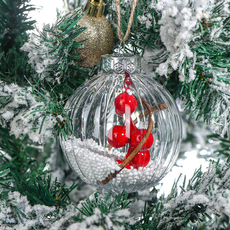 10Pcs Christmas Balls Ornaments 3 inch Clear Christmas Tree Hanging Orname EADF