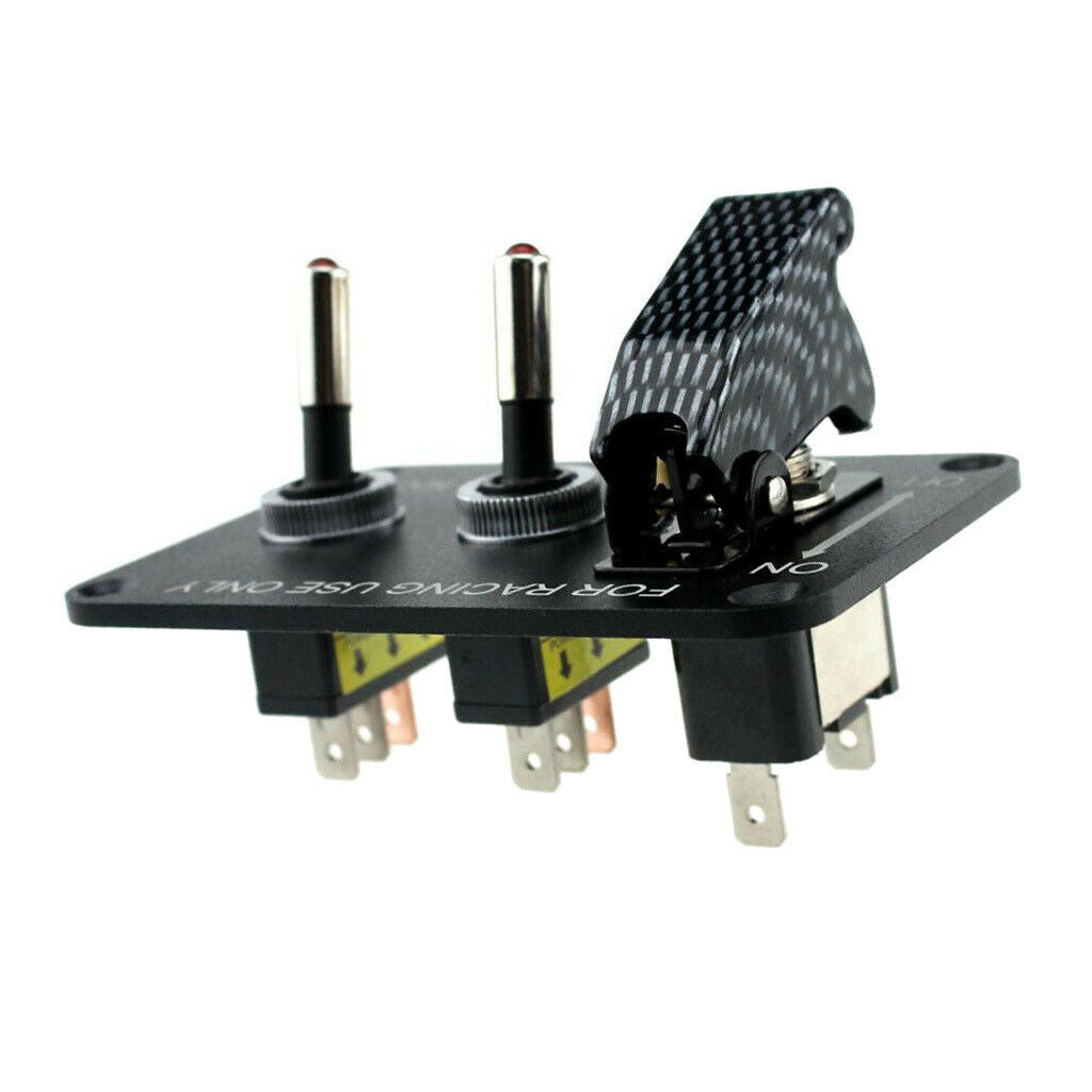 Car Marine Boat 12V 20A 3 Gang SPST Toggle Switches Control Aluminum Panel