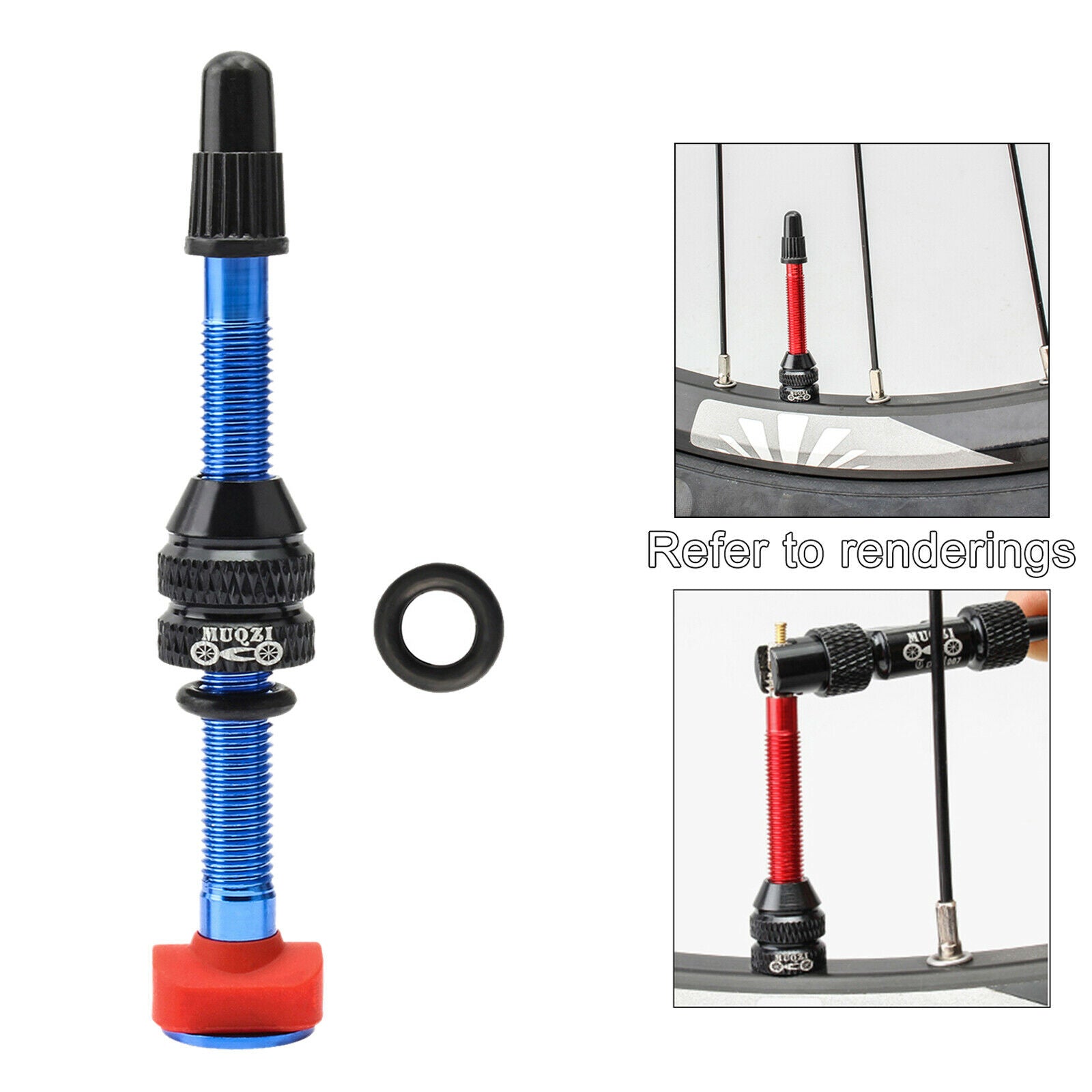 Tubeless Tire Presta Valve Bicycle Stem Universal Removable Core 60mm,Blue