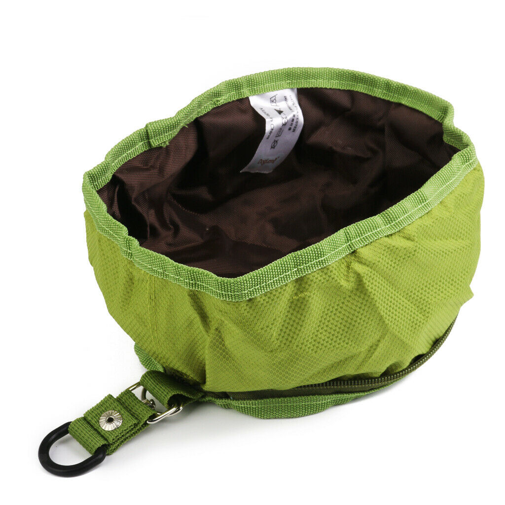 Foldable Pet Dog Cat Bowl Food Feeder for Camping Travel Hiking 1pcs Green