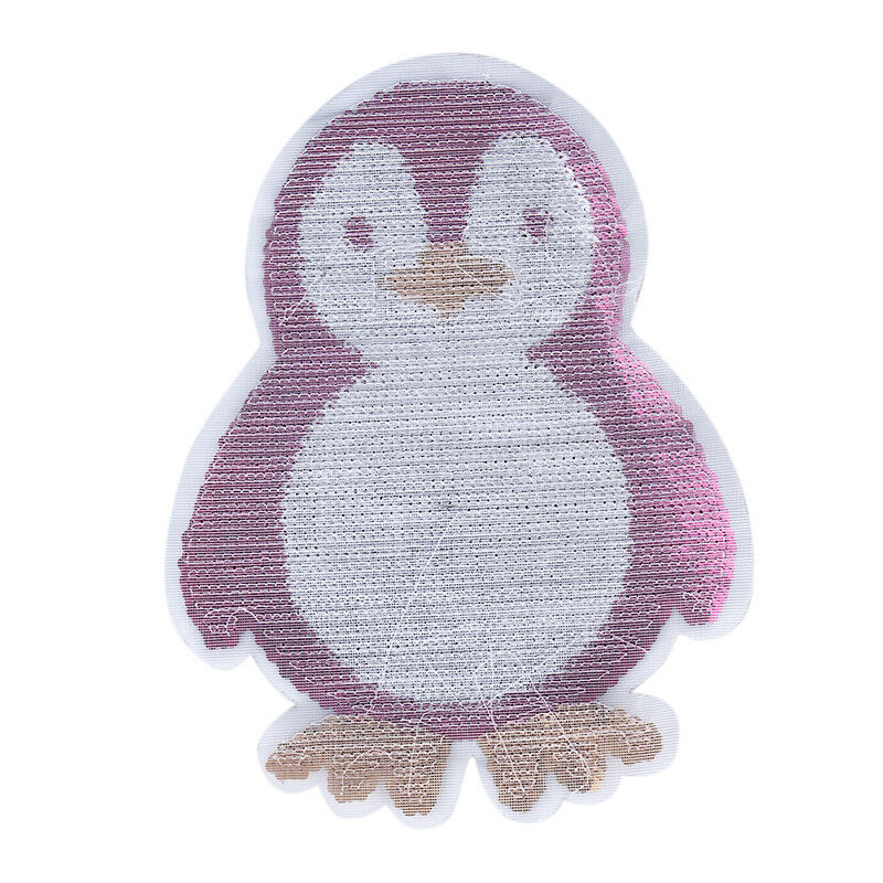 Penguin reversible sequins sew on patch clothes diy applique bag clothing coatBD