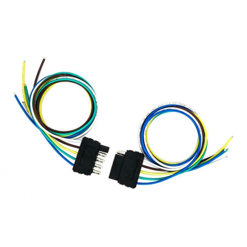 5-Pin Trailer Plug Sockets Trailer 5x18AWG Extension Cable for Caravans